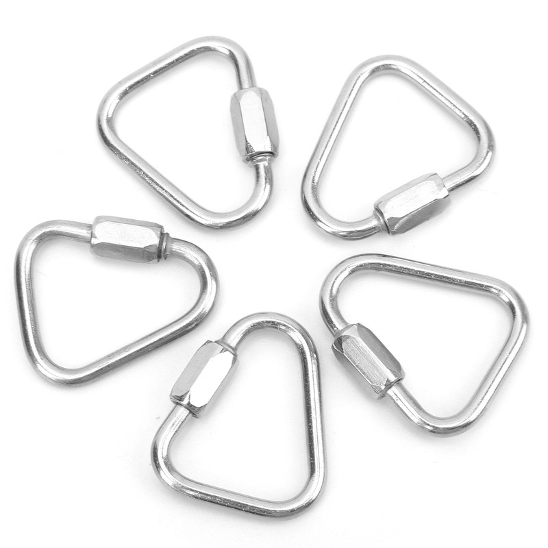 5pcs Triangle Locking Carabiner Stainless Steel Portable Easy to Carry