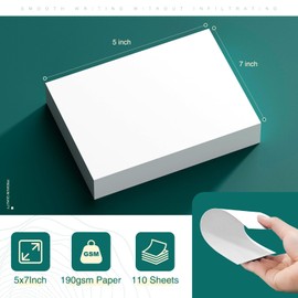 Cardstock Paper 5 x 7 Inch 110 Sheets 80 lb/190 gsm Heavyweight Cardstock White Printer Paper Perfect for Wedding Invitations, DIY Cards, Postcards, Photos, Art and Crafts