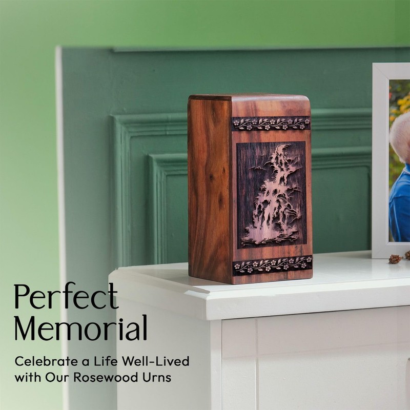Waterfall Wood Memorial Urn, Mini Ash Holder, Small Keepsake Jar,