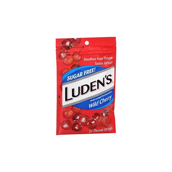 Luden's Throat Drops Sugar Free Wild Cherry - 25 ct, Pack of 6