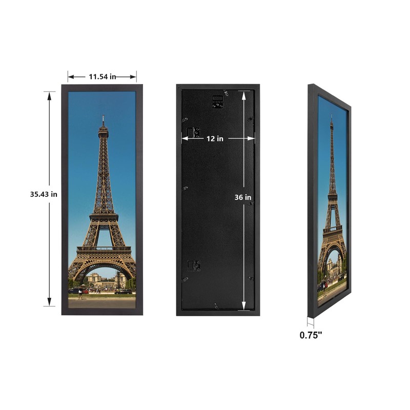 HOMESEVEN 12x36 Panoramic Solid Wood Poster Frame, 12x36 Picture FrameHorizontal