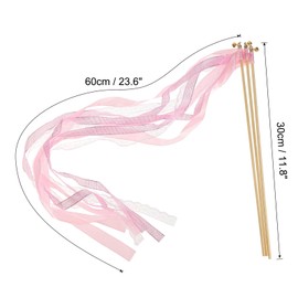 PATIKIL Ribbon Sticks Fairy Wands, 50 Pack Lace Silk Fairy Stick Wand Send Off Streamers for Wedding Party Birthday Holiday Celebration, Pink
