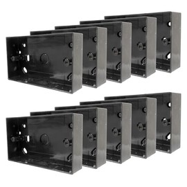 10 x Black Pattress Box Double 32mm PVC Surface 2 Gang with Lnockouts for 20mm Conduit and 25x16mm Mini Trunking