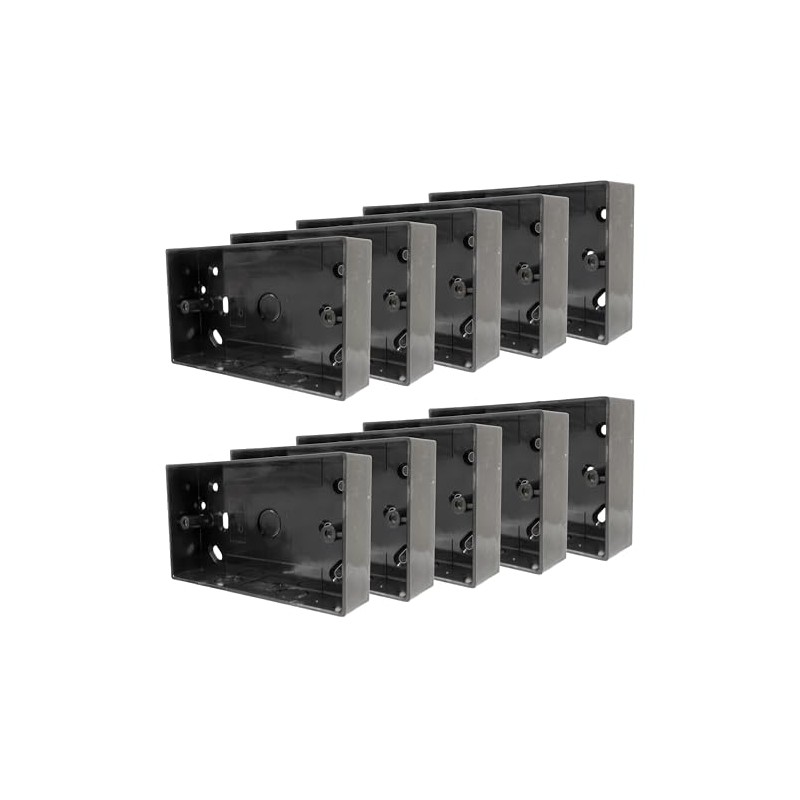 10 x Black Pattress Box Double 32mm PVC Surface 2