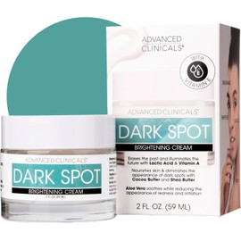 Advanced Clinicals- Loción hidratante facial para eliminar manchas oscuras con cafeína, ácido láctico y vitamina A Crema iluminadora para el rostro