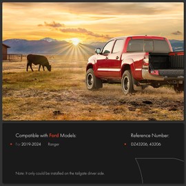 A-Premium Tailgate Assist Shock Compatible with Ford Ranger 2019 2020 2021 2022 2023 2024 Truck Tail Gate Lift Assist Pickup Shock Absorber Tailgate Damper