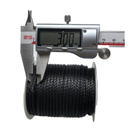 12 Strand Braided Dyneema Rope -3mm 700kg Fracture Strain - Suitable for Tents, Kiteboarding, and Other 65 feet (Black)