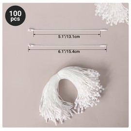 EUSOAR String for Tags, 6.1" 100Pcs Nylon Gift Garment Price Hanging Tag Rope Snap Lock Pin Loop Fastener Hook Ties Fast to Attach for Bags Clothing Shoes Luggage Labels-White