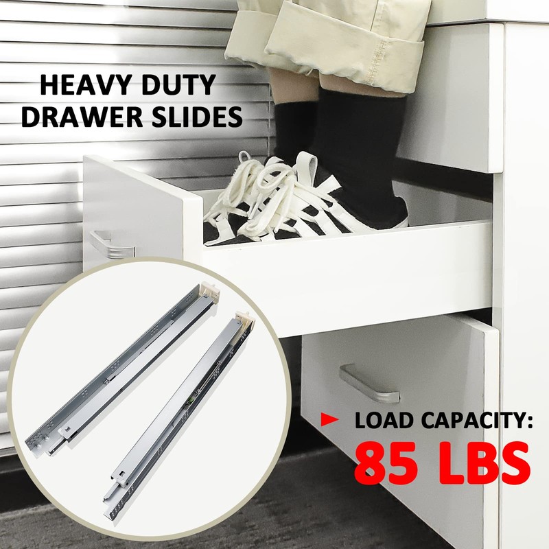 knobelite 1 Pair 18 Inch Undermount Drawer Slides, Self Soft