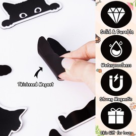MALLMALL6 25Pcs Cute Peeking Black Cat Fridge Magnets, Funny Novelty Birthday Gift for Cat Lover, Kawaii Refrigerator Magnetic Sticker Decor Accessories for Home Kitchen Office Locker Mailbox Door