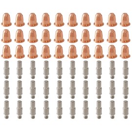 TIANLYLIN 60pcs Plasma Cutter Torch Accessory Kit PR0110 Electrodes PD0116-08 Nozzle Tips Spacer Guide Retaining Cap Gas Diffuser Consumables for S45 Torch