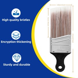 Wesquer 6-Pack Short Handle Angle Paint Brushes for Precision Trim & Cut-in Painting on Window & Door Frames, Stair Rails, Baseboards, Shutters, Cabinetry & Small Furniture