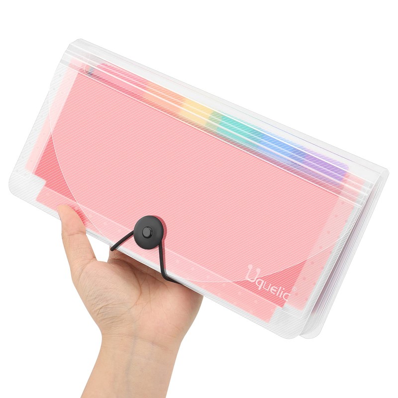 Uquelic 2Pcs Mini Accordion Receipt Folder - 13 Pockets Expanding