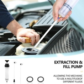 200CC Fluid Extractor Automotive, Fluid Pump with Long Extension Tubes, Oil Syringe with Powerful Suction, Fluid Extractor Pump for Extracting Engine Oil, Transmission Oil and Brake Fluid