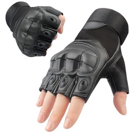 YOTAWA Motorcycle Gloves for Men Hard Knuckle Protective Tactical Leather Glove, for Cycling Climbing Combat Hunting Workout Sports