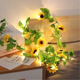 FAc3may 20 LED Artificial Sunflower String Lights, 7.2 ft Sunflower Garland with Lights Battery Operated Flower Fairy String Lights for Camping Wedding Birthday Party Home Garden Decor