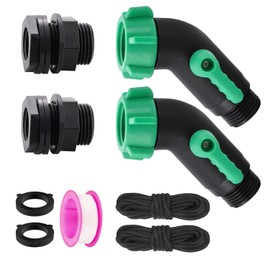 Rain Barrel Spigot Kit 2 Pack High Flow, 3/4" GHT Heavy Duty Plastic Water Barrel Spigot Kit with Bulkhead Fitting, Water Rain Barrel Diverter Kit for Outdoor Plastic Bucket (45 degrees)