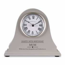 De Walden Mum's 90th Birthday Engraved Grey Mantel Clock Ninetieth Mum Gifts