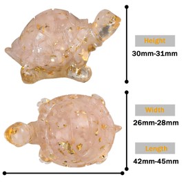 mookaitedecor Set of 2 Resin Rose Quartz Crystal Turtle Tortoise Ornament Home Desk Decor, Healing Crystal Pink Turtle Animal Figurine Gift Feng Shui Good Luck Pocket Stone Statue