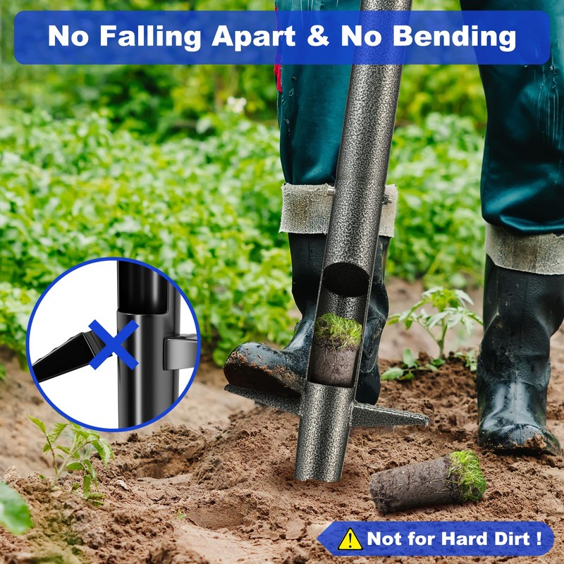Bulb Planter Garden Sod Plugger with Ergonomic Masual Handle,Heavy Duty