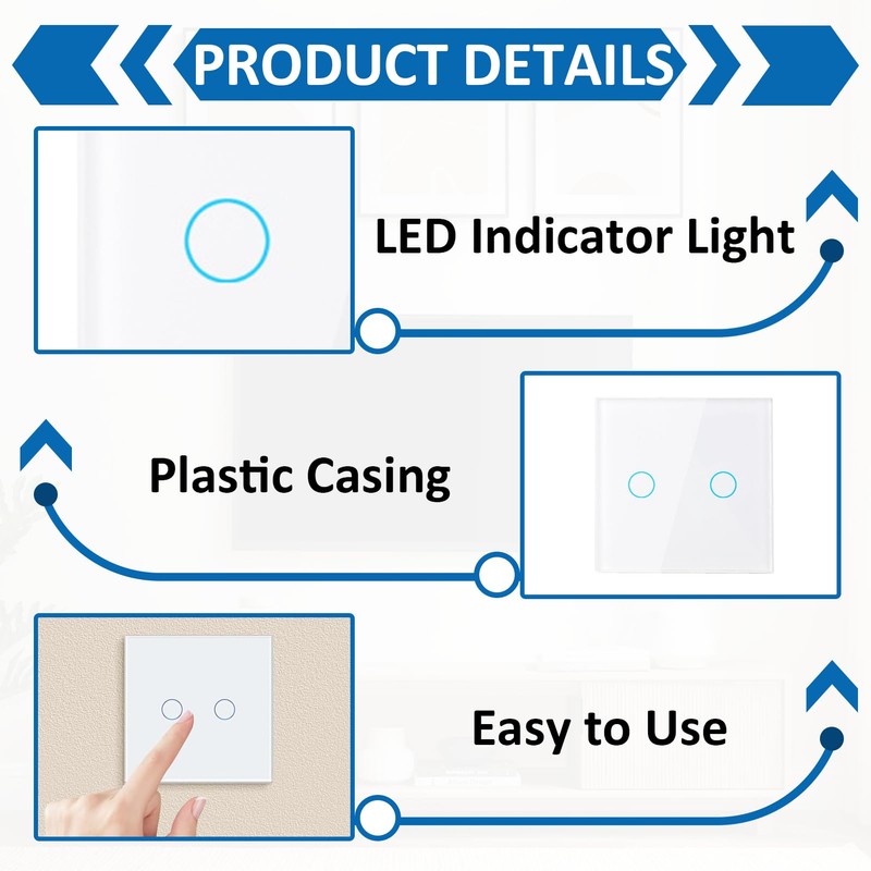 WiFi Light Switch, Smart Touch Light Switch for Smart Homes,