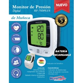Monitor Presin Arterial Kf-75dplus Homecare Batera Recarg Blanco                                                                                      