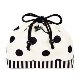 d_p polka dot large twill Drawstring Medium Lunch Box, white