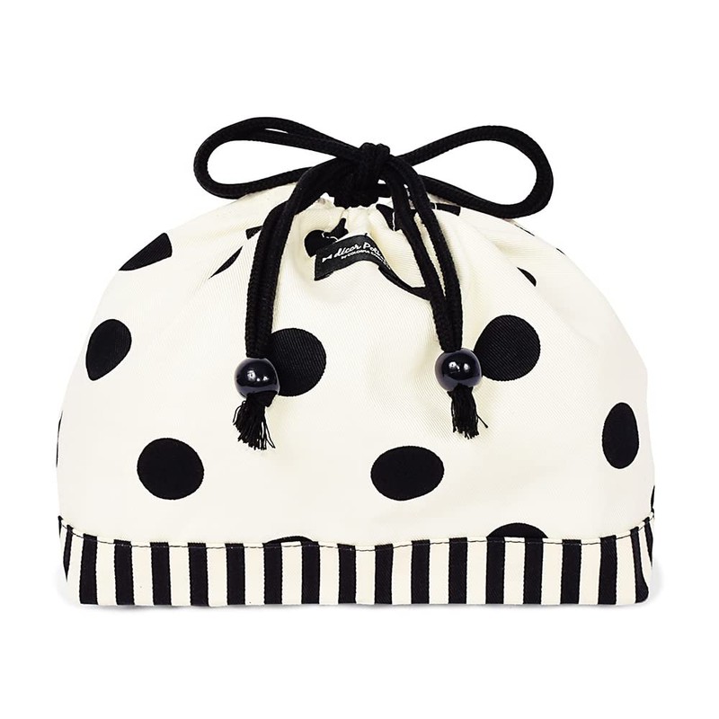 d_p polka dot large twill Drawstring Medium Lunch Box, white