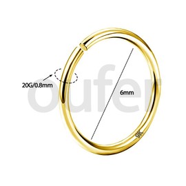 OUFER 0.8 mm 9ct Gold Nose Piercing Rings 20 Gauge Nose Ring Nose Piercing Nose Hoop Yellow Gold Seamless Helix Piercing Tragus Daith Earring Ear Ring Woman Nose Earring 6/8/10 mm, Gold