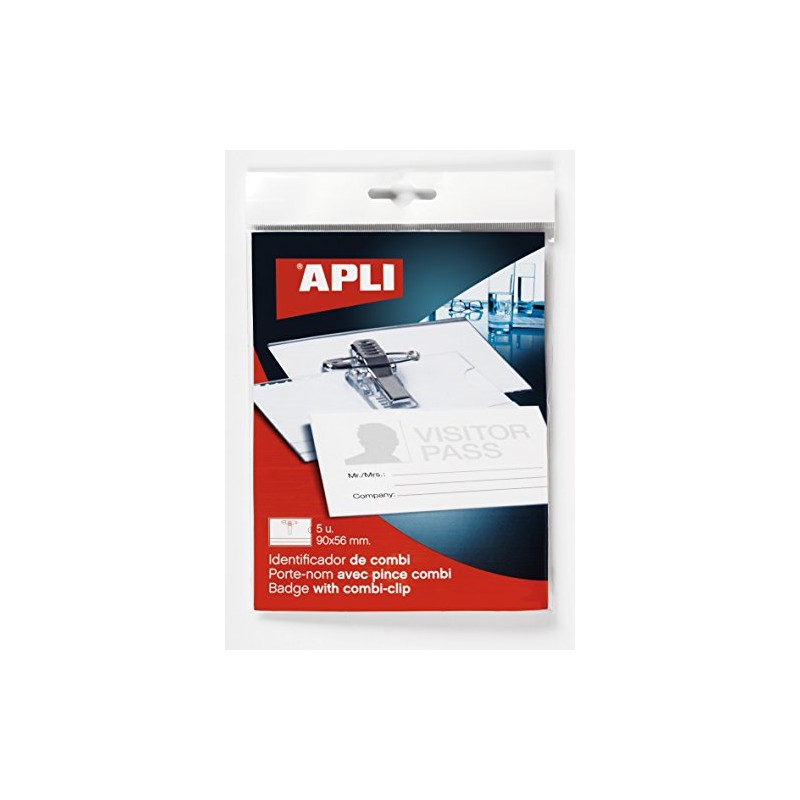 APLI 11745 Hot-Laminating ID Badge with Clip + Pin (90