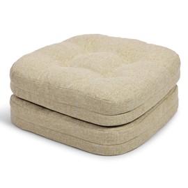 baibu Set of 2 Chair Pads for Dining Chairs, Dual-Layer Patent Design Memory Foam Chair Seat Cushions, Non-Slip Dining Chair Cushions with Ties, 16.5” x 16.5” x 3.5”, Beige