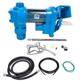 12 Volt 20 GPM Fuel Transfer Pump with Nozzle Kit for Transfer of Gasoline, Diesel, Kerosene, Ethanol & Methanol Blends & Biodiesel Blue GELUOXI