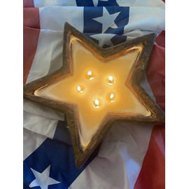 Star Wooden Carved Bowl Candle - Scent: Blueberry Cobbler
