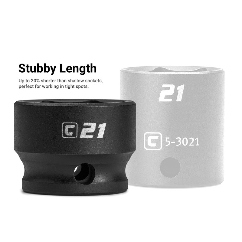 Capri Tools 9/16 in. Stubby Impact Socket, 3/8 in. Drive,