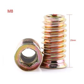 20pcs Hex Socket Drive Insert Nuts Carbon Steel Hex Drive Head Nut Threaded Inserts for Wood Furniture (M8*25mm)
