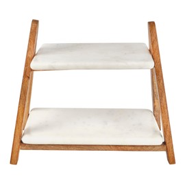 Gourmet Basics by Mikasa Luxor Two Tier Marble Serve Tray Platters