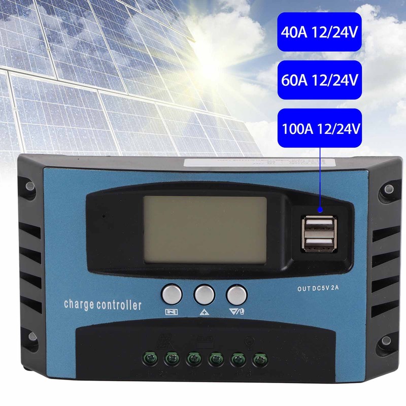 Solar Charge Controller 12V 24V Intelligent Identification MPPT Charging LCD