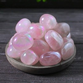 3PCS Angel Aura Quartz Tumbled Stones Healing Crystals Pocket Stone for DIY Gift