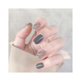Aninako Nail Tip, 24 Pieces, Nail Tip, Short, Finger Suit, Short, Pierced, Cute, Simple, Feel, Cute, Simple, Stylish, Coming of Age Ceremony, Graduation Ceremonies, Weddings, Brides, Shiny, False