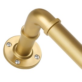 Curtain Rods for Windows 48 to 84 Inch, HOTOZON 1 Inch Heavy Duty Industrial Curtain Rod, Blackout Wrap Around Splicing Drapery Rod for Windows, Antique Gold