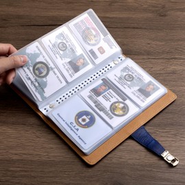 QSWERNB Business Card Book Holder Organizer, Portable Business Card Holder Book for Men & Women,120 Card Capacity PU Name Card Credit Cards Booklet (Blue) , navy blue