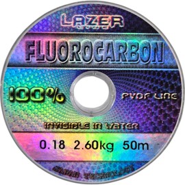 LAZER LINE Fluorocarbon Fishing Line 50 m Diameter 0.18 mm Test 2.6 kg - Transparent Leader Line for Pike Zander Perch Trout Carp - Fluorocarbon Leader - Predator Fishing Line - Fluorescent Carbon