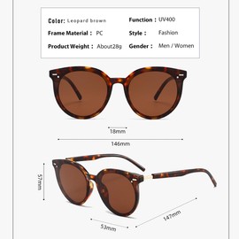 EJDHA Women's Sunglasses Classic Frame Design UV Protection Eye Protection Sunglasses, Leopard Print / Dark Brown, Unit size