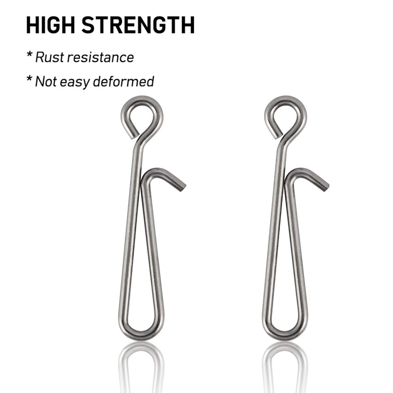 Alwonder 50pcs Fishing Snap Clips High Strength Stainless Steel Quick