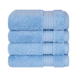 Cotton Paradise Washcloths for Bathroom, 13 x 13 Inch 100% Turkish Cotton Towels Soft Absorbent Luxury Washcloths, Small Hand Face Towels, Sky Blue Washcloths