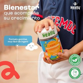 Multivitamínico para Niños, Gomitas, Para un Mejor Desarrollo, Sabor Naranja y Fresa, Con Omega-3, Vitaminas A, B, C y E, 100% Natural, Sin Gluten, He