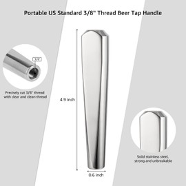 Dbgogo Stainless Steel Draft Beer Keg Tap Handle for Standard American 3/8'' Thread Home Brewing Stout Nitro Beer Tower Shank Ball Lock Faucet