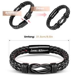 Focxoio Gifts for Men, Infinity Bracelet Gifts for Dad, Son, Grandpa, Grandson, Man, Nephew, Brother, Friend, Infinity Leather Bracelet for Valentine's Day, Anniversary, Birthday, Christmas, Father's