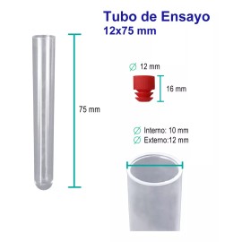 ICB Tubos De Ensaye. 12x75. Plastico Ps. Paquete 100 Piezas. Icb