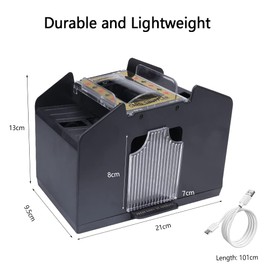 Dorkis Barajador de Cartas, Barajador de Tarjetas Automático de 4 Barajas, Mezclador de Cartas de Plástico a Pilas, Barajador Automático de Cartas con Línea USB